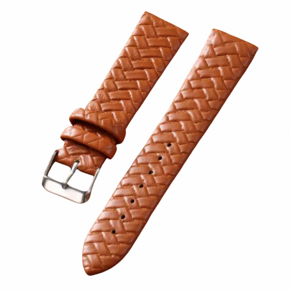 Horlogeband-20 mm-Roestbruin-Vlecht Leer - Charme Bijoux