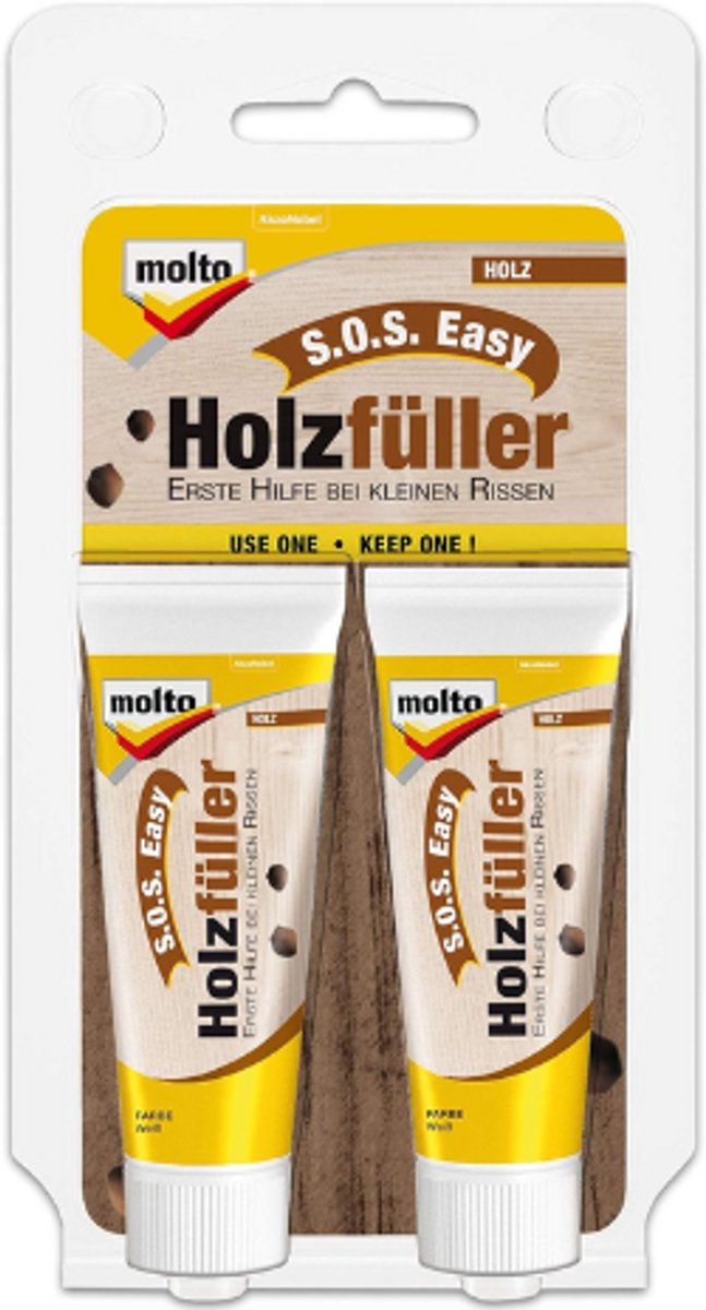 Molto SOS Easy Houtvuller - Wit - 2 x 20 ml - Snel Herstelvulling voor Kleine Beschadigingen