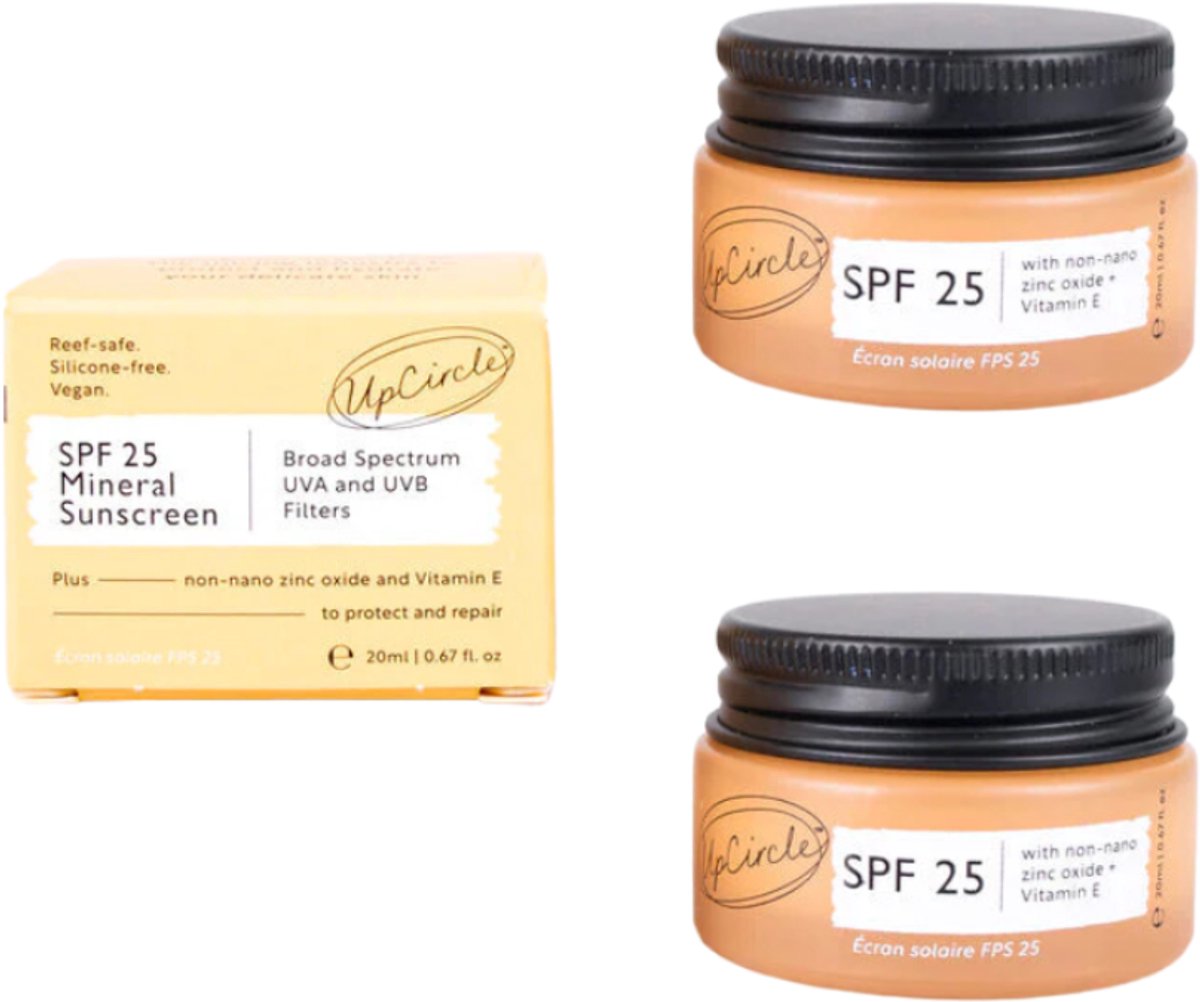 UpCircle Zonnebrand crème - SPF 25 – Upcycled frambozen – Face - UVA - UVB Filters - 20 ML - 2 stuks