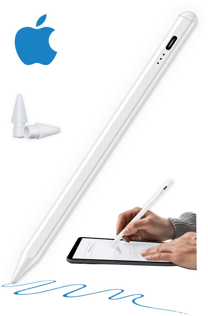 Avalue Stylus Pen voor iPads 2018-2025 - Alternatief voor Apple Pencil - Magnetisch met Palm Rejection en 2 Extra Punten
