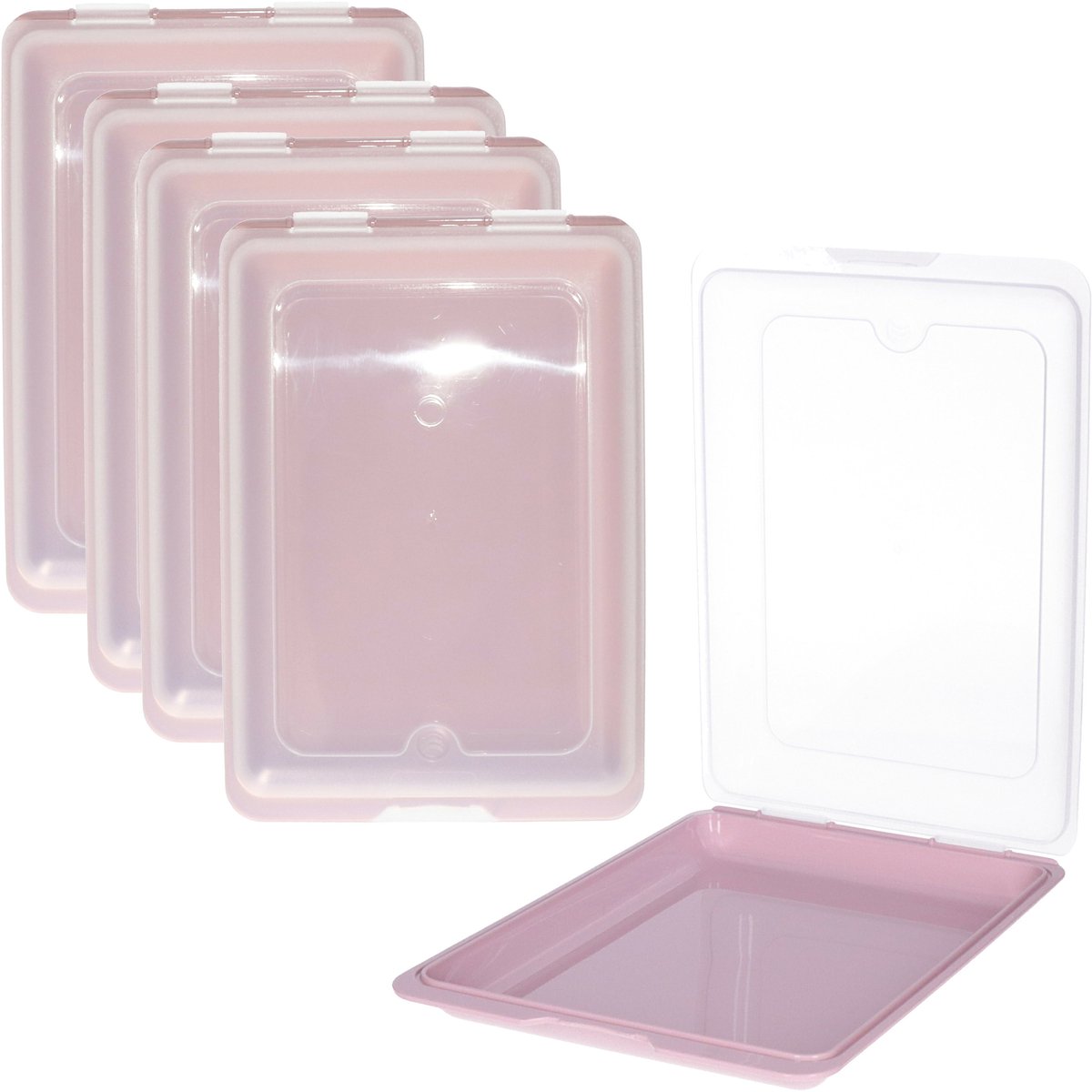 Toyma Vleeswarendoos - 5x - roze - kunststof - 24,5 x 17 x 4 cm - vershouddoos / kaasdoos