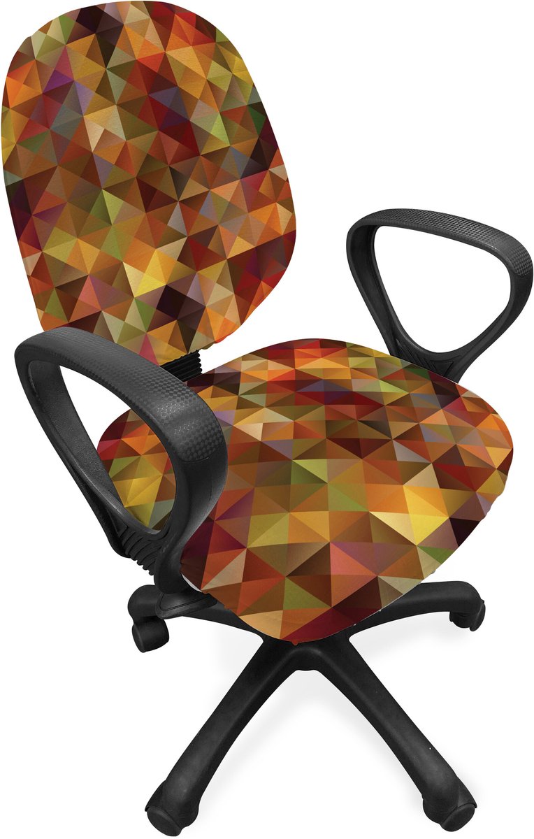 New Bed Kleurrijk Raster Mozaïek Geometrisch Stoelhoes voor Bureaustoel, Rekbare en Wasbare Stoffen Hoes, Standaardmaat