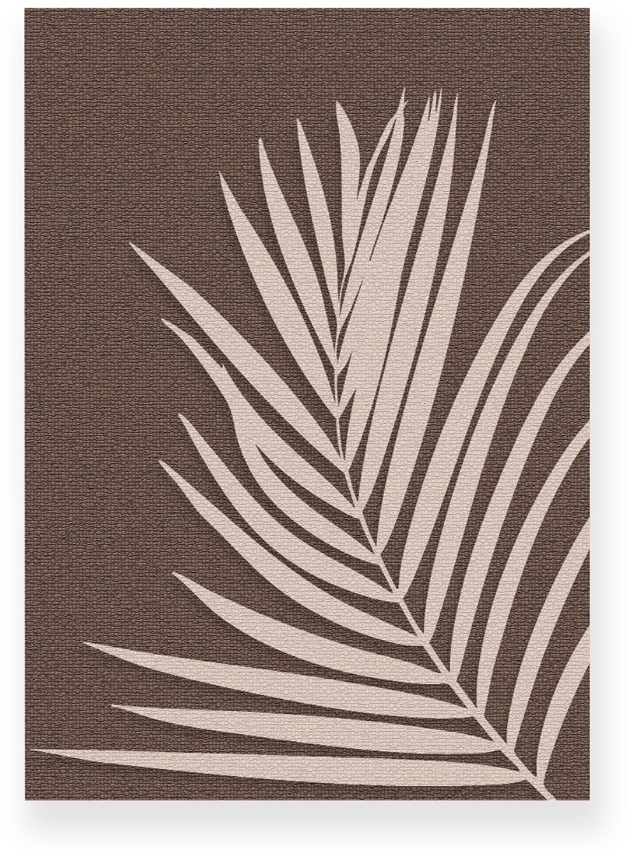 Yisual Poster 20x30 cm - Palmblad - Canvas Look - Donkerbruin - Beige - Minimalistisch - Botanisch - Muurdecoratie - Wanddecoratie