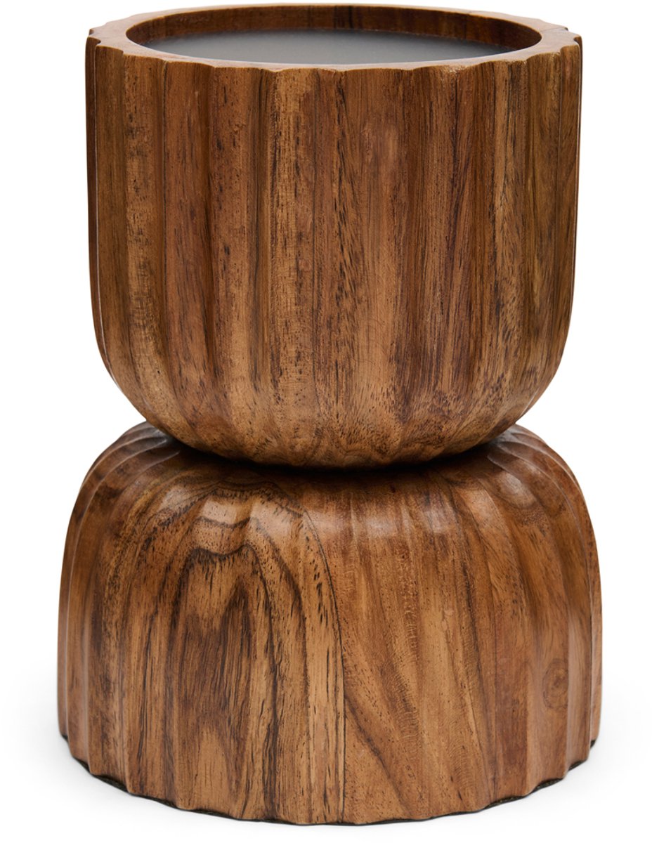 Riviera Maison Kandelaar Stoompkaars Bruin - Josh Kaarsenhouder - Hout - (ØxH) 14x18