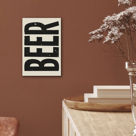 Tableau aluminium 20x30 cm - Décoration murale métal - Ours - Vintage - Zwart - Beige - Décoration murale métal salon - Décoration industrielle - Photo sur dibond - Accessoires industriels chambre