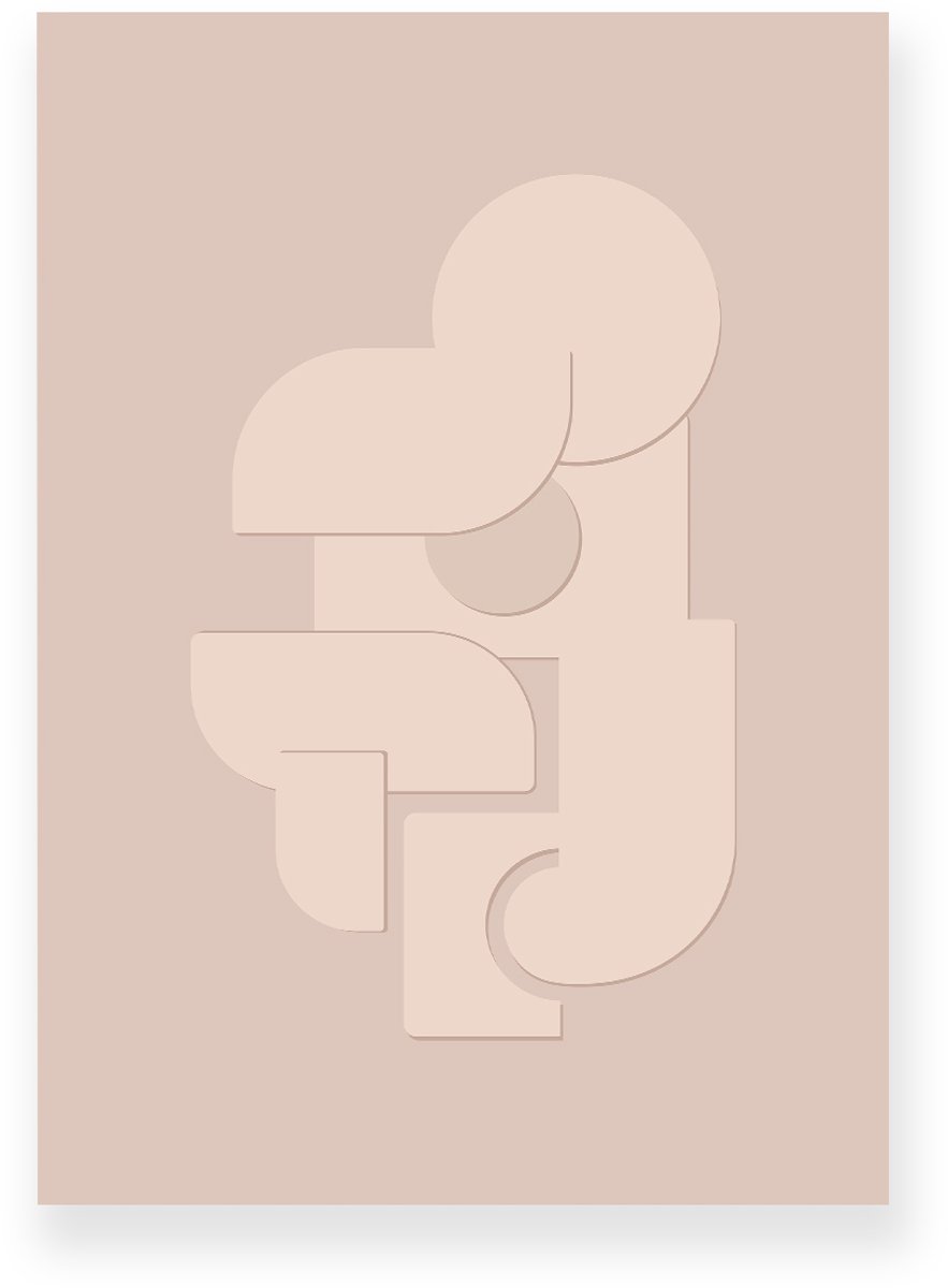 Yisual Poster 20x30 cm - Abstracte Vormen - Beige - Minimalistisch - Japandi - Muurdecoratie - Wanddecoratie