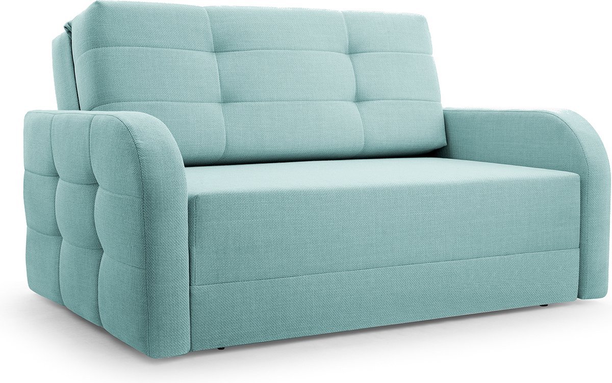 AJE Meubles B.V. Porto 120 - Slaapbank - Compact en Multifunctioneel - 141 x 100 x 90 cm - Eenvoudig Uitklapbaar & Decoratieve Stiksels - Lichtblauw (BRAGI 80)