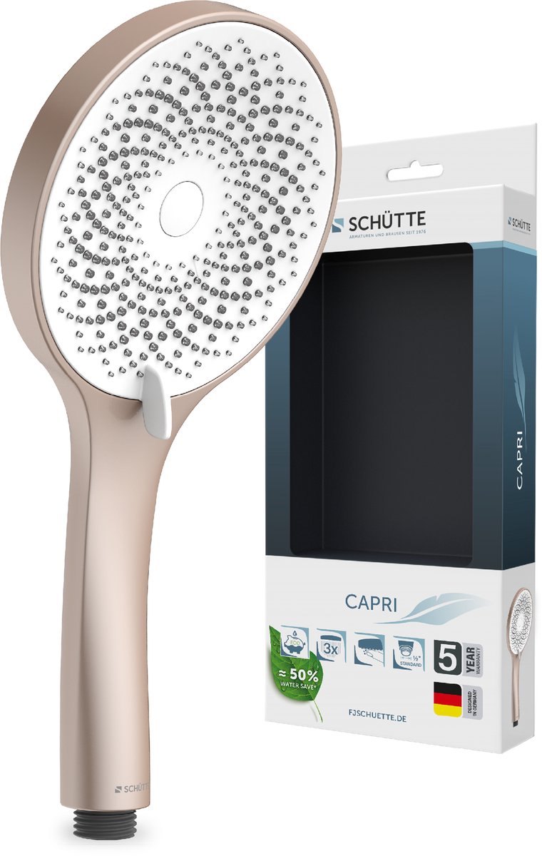 SCHÜTTE CAPRI Handdouche - Douchekop rond - Rosé Mat/Wit