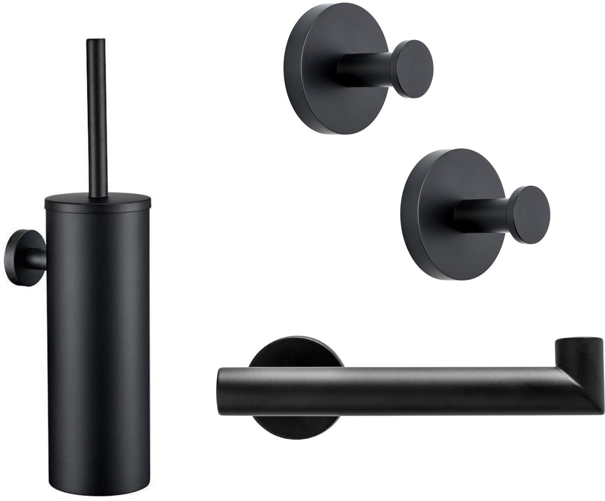 XIVADA Toilet Accessoires Set Zwart - 3-delige Toiletset - Wc Accessoires Hangend
