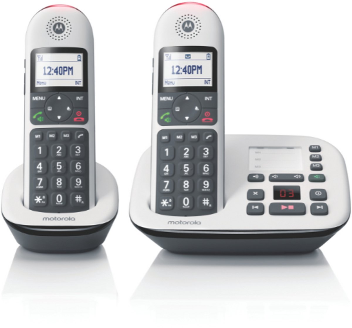 Motorola Voice - CD5012 2 digitale draadloze telefoons met antwoordapparaat, oproepblokkering, versterking, handsfree speakerphone, wit