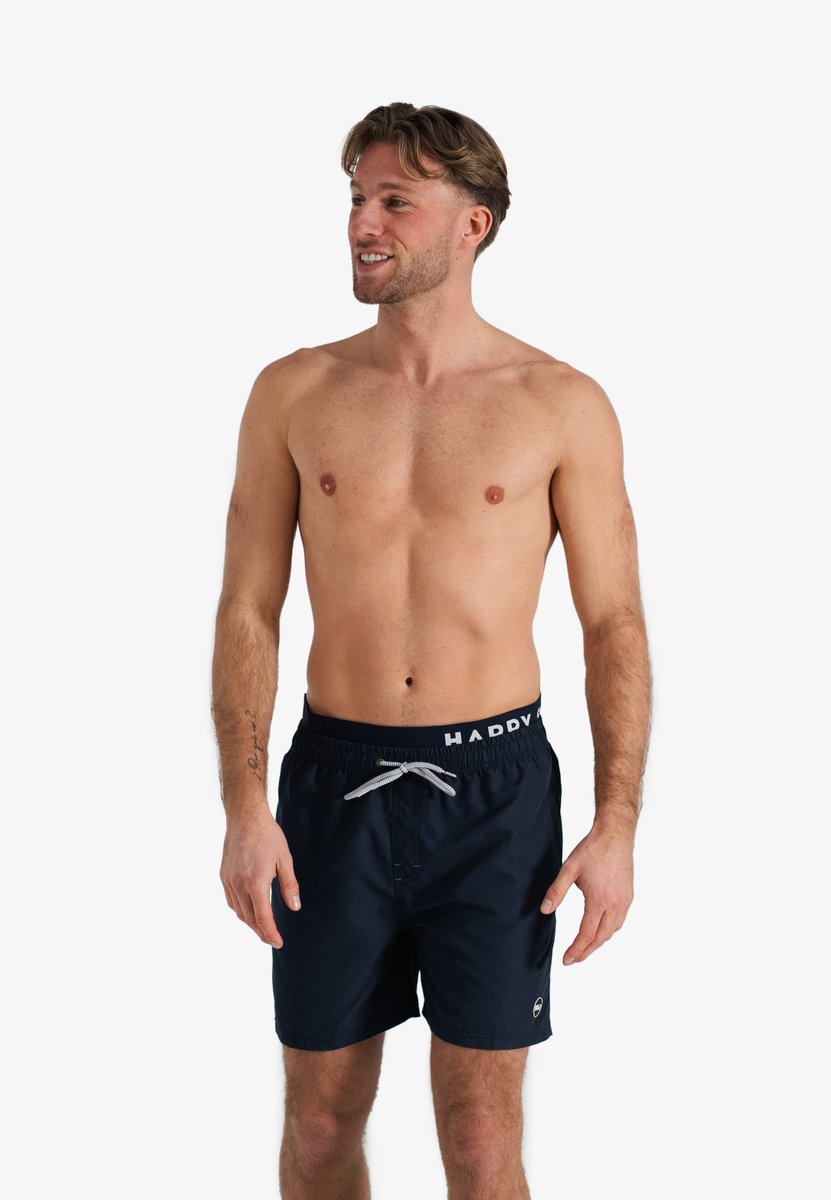 Happy Shorts Zwemshorts Heren Dubbele Waistband Effen Navy Blauw - Zwembroek — afbeelding 6