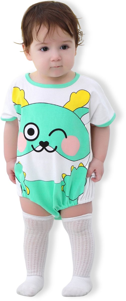 BoefieBoef Schattige Baby Dieren Romper Draak Boxpakje - Zacht Katoenen Babykleding 12-24 Maanden - Jumpsuit Kinderen - Pyjama - Speelpak - Outfit - Babybody - Comfortabel Babypakje Drukknoopsluiting - Jongen & Meisje - Perfect Kraamcadeau - 2 jaar