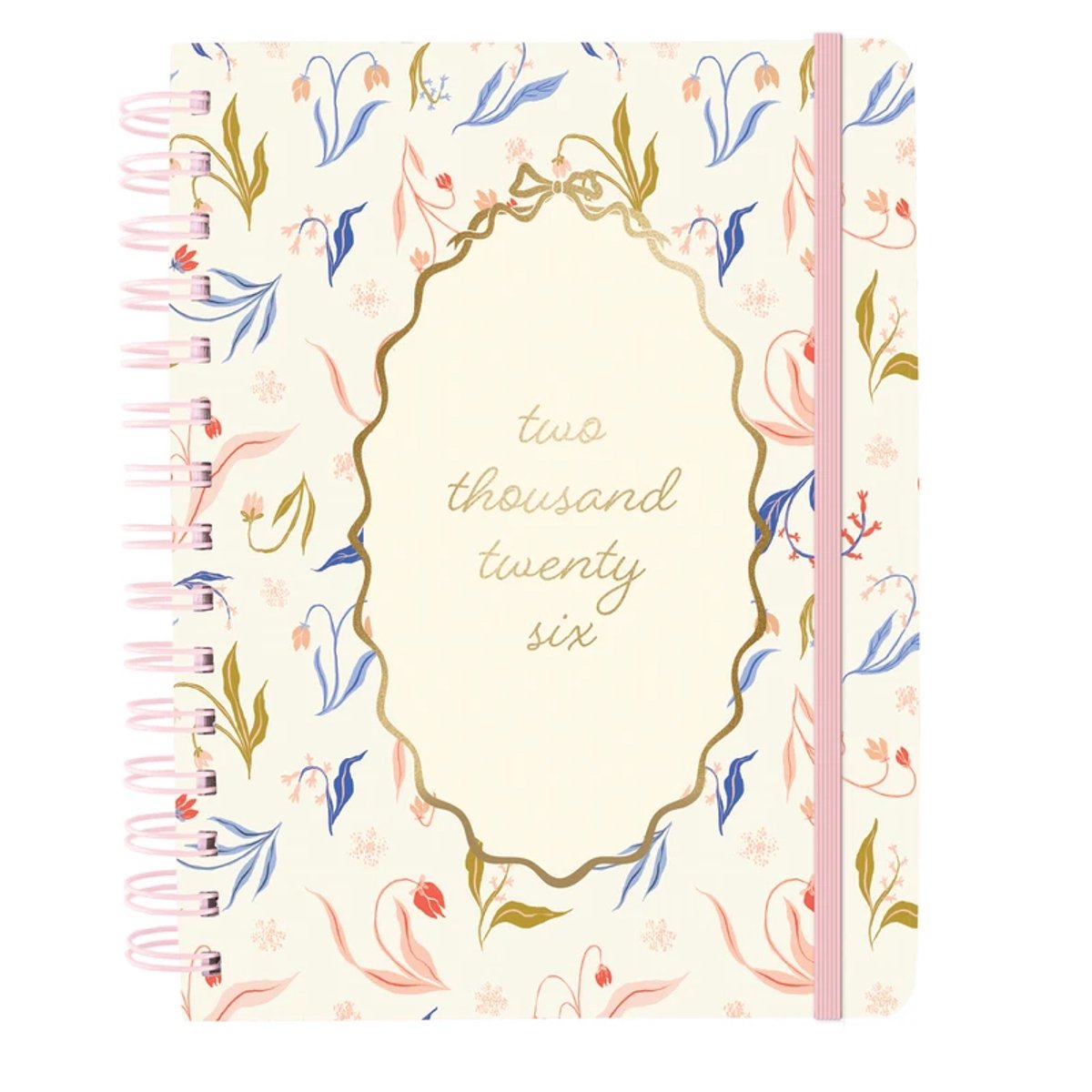 Graphique De France - White Floral ringband agenda 2025-2026 - 18 maanden S