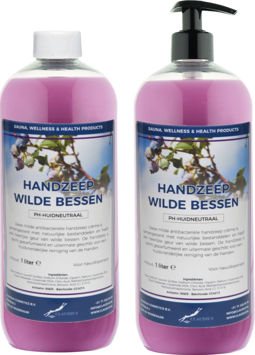 Handzeep Wilde Bessen 1 liter - met gratis pomp - set van 2 stuks