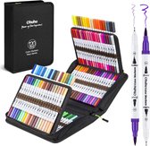 Ohuhu Dual Tip Brush markers – waterbasis – set van 120 in zwarte etui
