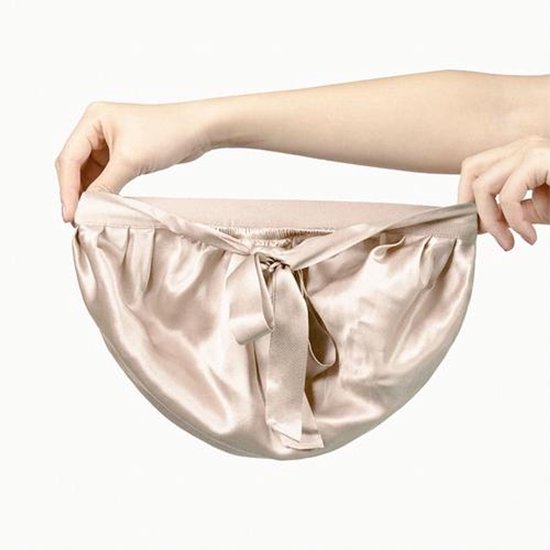 Silky Nights® Zijden Slaapmuts – 100% Moerbei Zijde Bonnet – Maat S/M - 19 Momme – Verstelbare Silk Bonnet – Zachte & Stralende Haarverzorging – Haarnetjes - Champagne Kleur – Unisex