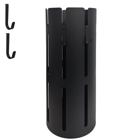 Kaaiman® Paraplubak - Paraplu houder - RVS - Paraplubakken voor Paraplu's en Wandelstokken - Inclusief 2 haken - 50 cm - Zwart