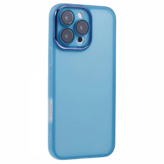 Coque pour Apple iPhone 16 Pro – Phonesta Translucia, coque arrière semi-transparente avec protection d'appareil photo – Transparente/ Blauw