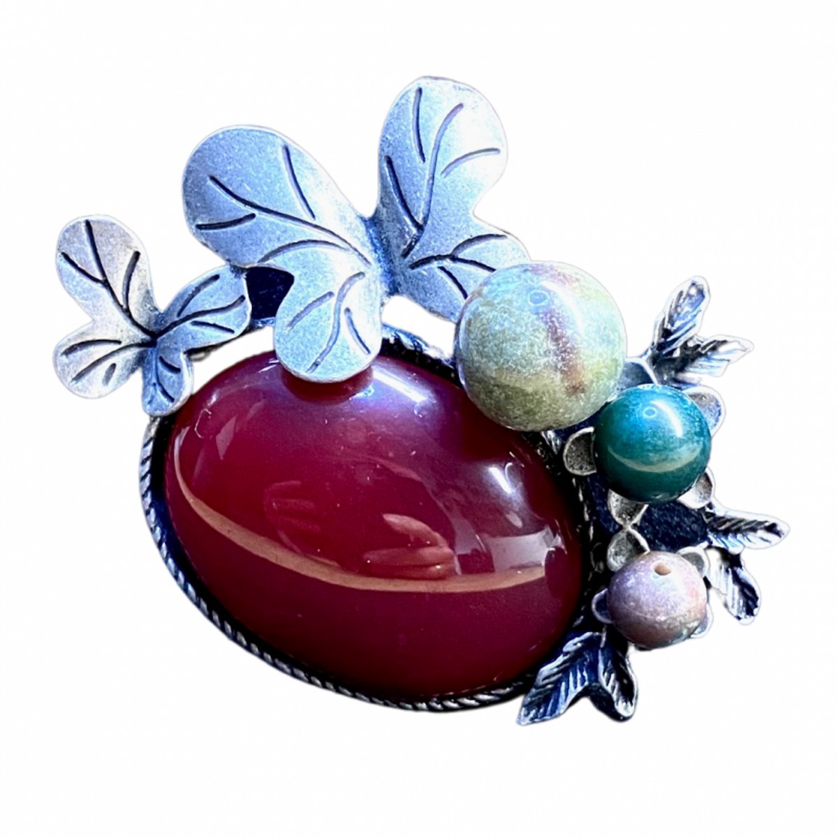 Broche-Paars-Rood-Zilverkleur-Speld- Charme Bijoux