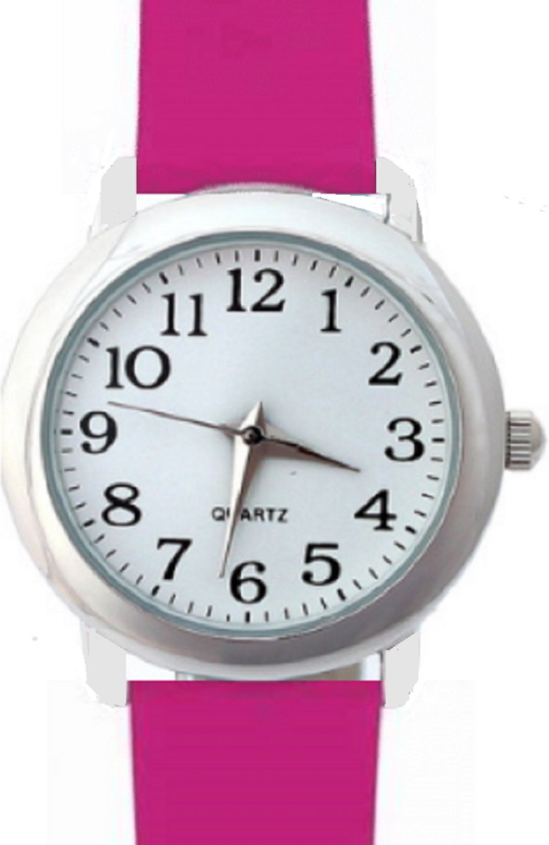 Horloge-ster- Midden roze- 27 mm- Genuine Leatherbandje - Charme Bijoux