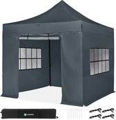 VONROC Easy-Up Partytent – 3x3 m - Premium easy-up Partytent - Set incl. Zijwanden - Modulair Ontwerp – Opvouwbaar – Waterdicht – Stalen Frame - 50+ UV Bescherming - Incl. Opbergtas - Grijs