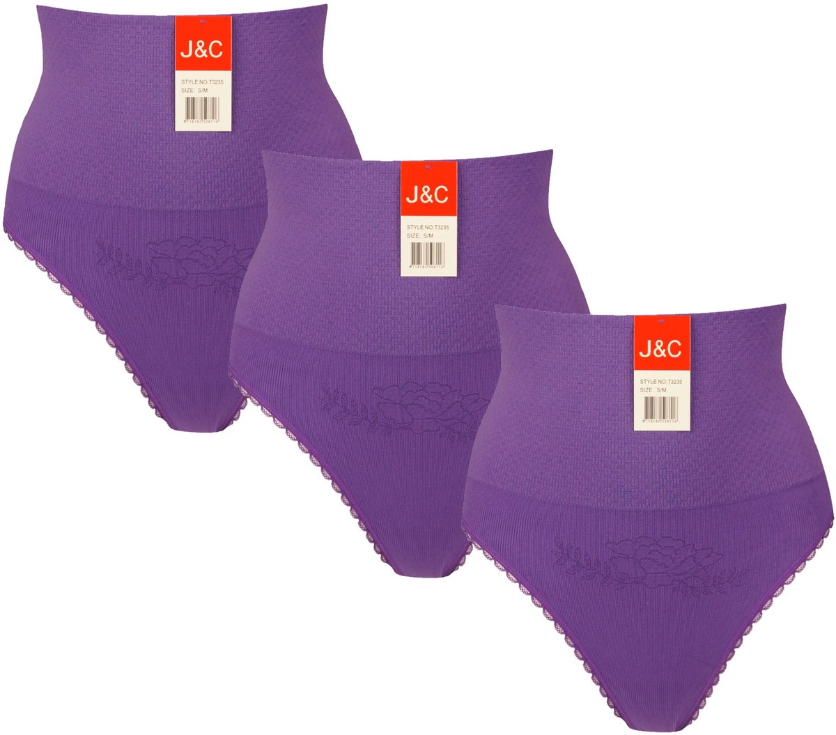 J&C 3-pack Dames corrigerende string J&C 3235 Paars