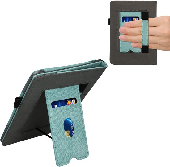 kwmobile flip cover voor e-reader - geschikt voor Pocketbook InkPad 4 / Color 3 / Color 2 / Vivlio InkPad 4 / InkPad Color 3 - Van imitatieleer en -suède - In mintgroen / donkergrijs van Merkloos — afbeelding 3