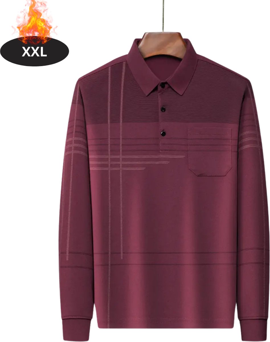 Livano Poloshirt Heren T-Shirt Heren Shirt Overhemd Polo Shirt Lange Mouwen Bordeauxrood