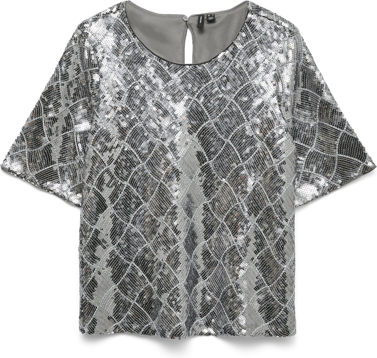Vero Moda T-shirt Vmmilka 2/4 Top Wvn 10336746 Ultimate Grey/silver Sequins Dames Maat - M