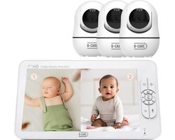 B-Care Sparkle Ultimate - Babyfoon Met 3 Camera´s - 7.0 Inch HD Baby Monitor - Split Screen - Zonder Wifi en App