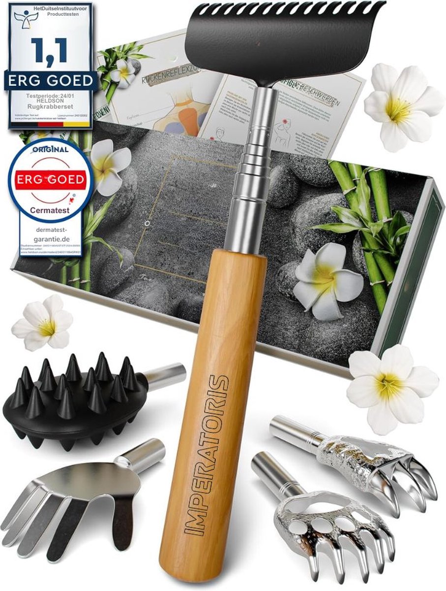 Goedkoopste Rugkrabber - Uitschuifbare Verstelbare Rugkrabber van Bamboo - 6 Krasvarianten - Bamboo Rugmassage en Anti-Jeuk Tool - Perfect Voor Douche en Relaxatie