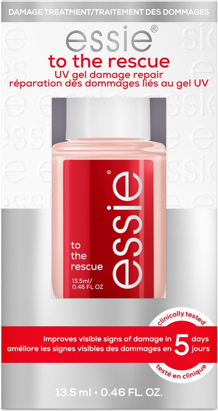Essie 'to the rescue' UV gel damage repair nagellak. Verbetert zichtbare schade in 5 dagen.