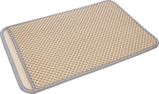 Tapis de litière pour chat Flamingo Beige – 61 cm L x 41 cm l x 1,3 cm H, Design efficace mais élégant, Antidérapant, Imperméable, Facile à nettoyer