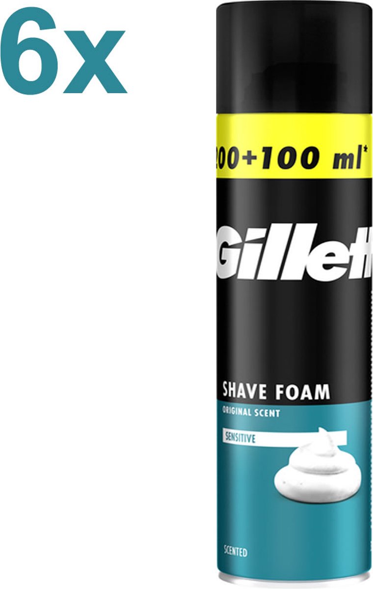 Gillette - Original Scent - Sensitive - Scheerschuim - 6x 300ml - Voordeelverpakking
