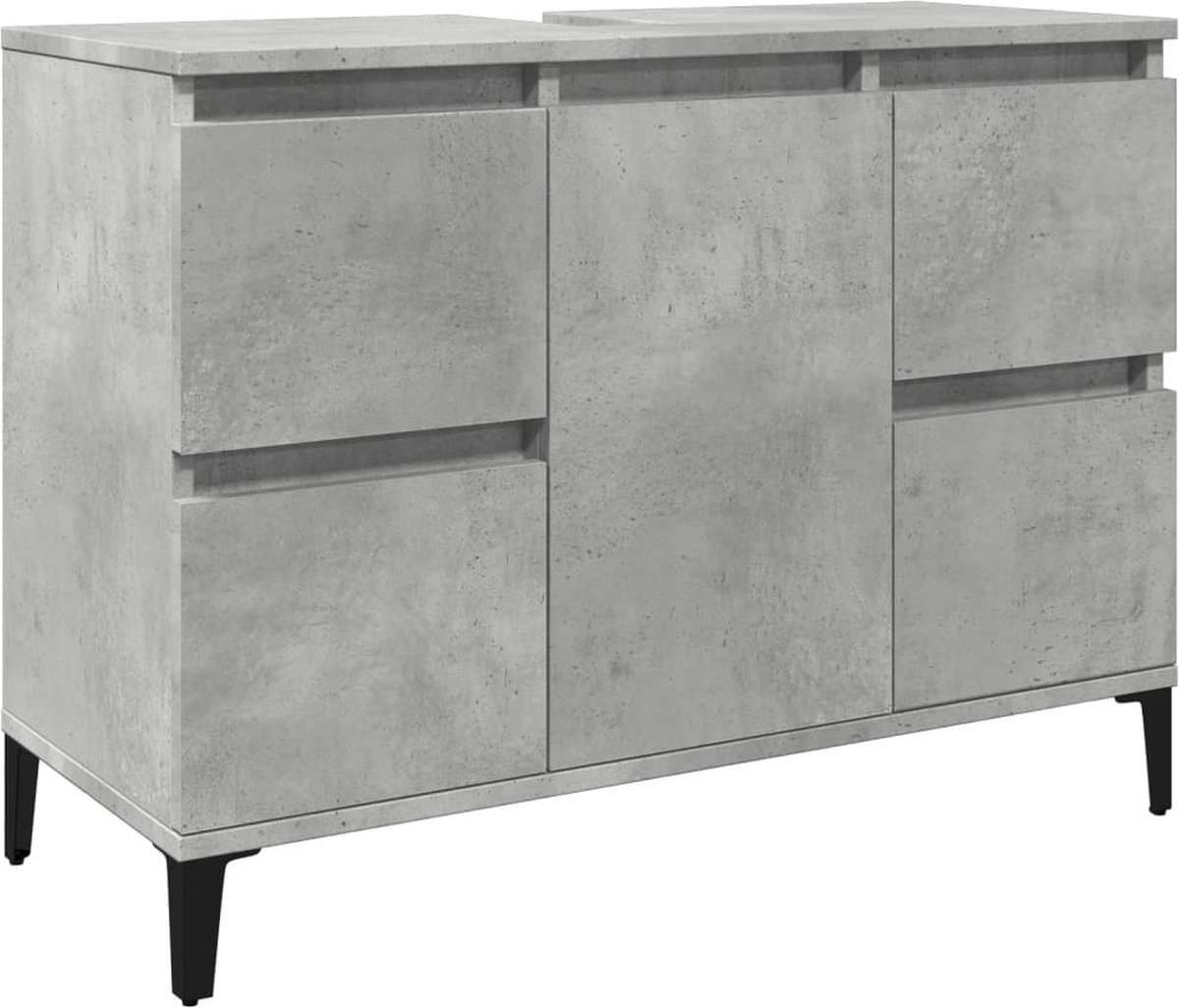 vidaXL - Wastafelkast - 80x33x60 - cm - bewerkt - hout - betongrijs