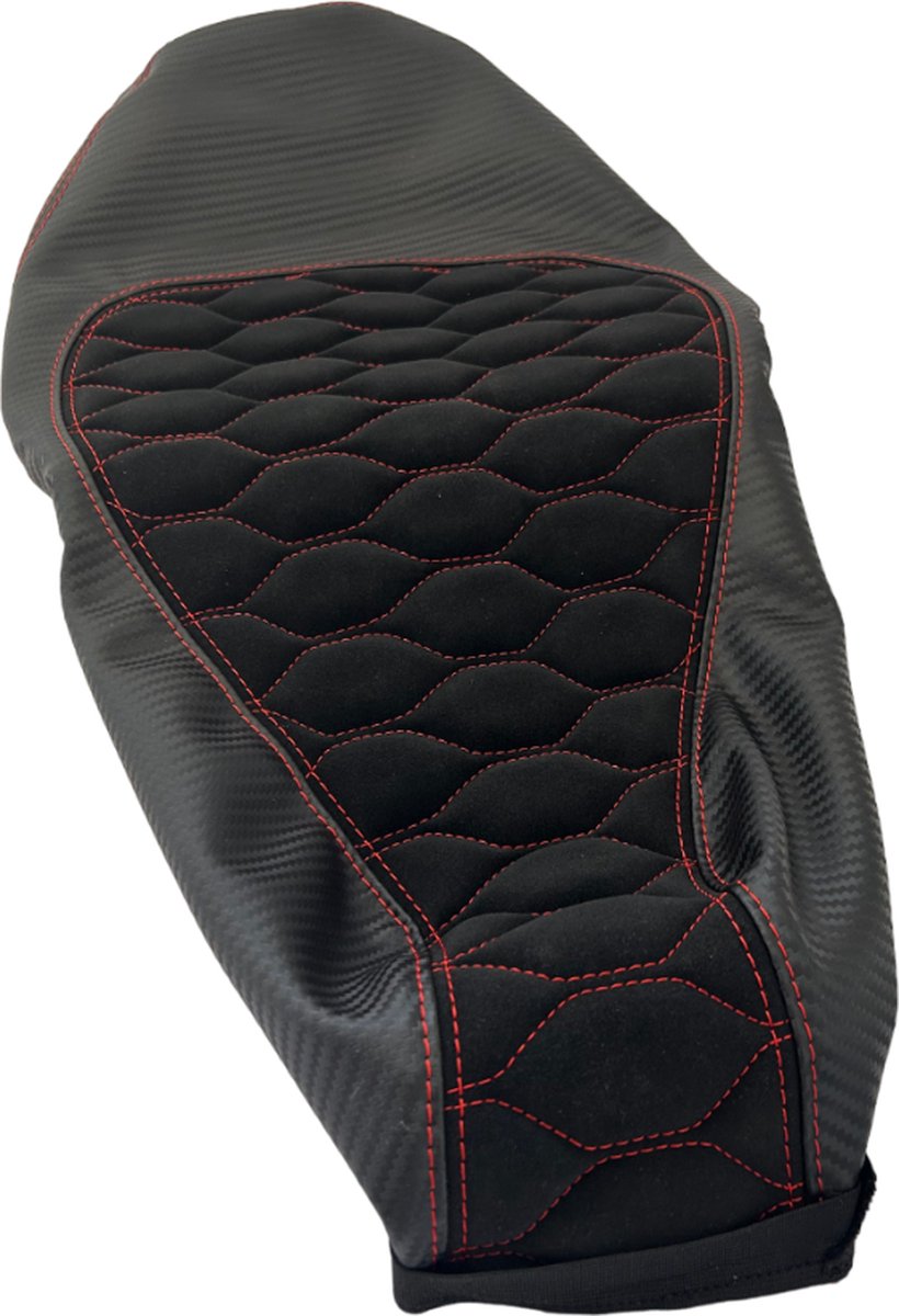 Zadelhoes Alcantara en Carbon Piaggio Zip Zwart/Rood Custom