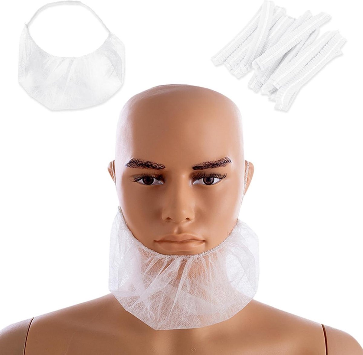 Image of 100 stuks vliesbaardbescherming voor mannen - baardnet gezichtshaarbescherming - ademende stofbescherming voor restaurantgebruik .