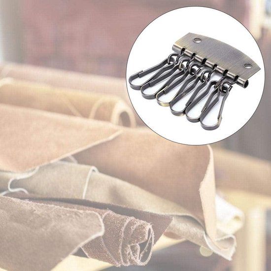 Su.B.dgn Leren Sleuteletui, 6 Sleutelhaken, Kaarthouder, Portemonnee voor Bankbiljetten, Autosleutelzakje, Multifunctionele Sleutel Wallet - Rood