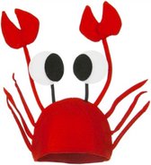 KIMU Chapeau de Crabe avec Ciseaux, Yeux et Pattes - Crevette Rouge Animal de Mer Rouge Chapeau d'aquarium de Mer drôle Chapeau de Carnaval de Carnaval