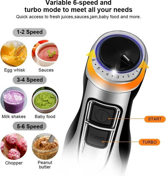 Jurrys Blender - Mixer - Stamper - 1200W - 4 in 1 - Roestvrijstaal - High power - Smoothie van Jurrys — afbeelding 2