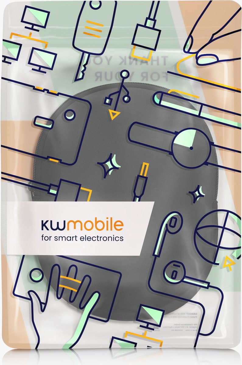 kwmobile hoes geschikt voor JBL Tune 600 / 500BT / 510BT / 450 - 21,5 x 16 cm - Beschermhoes voor headset in zwart - Van neopreen — afbeelding 5