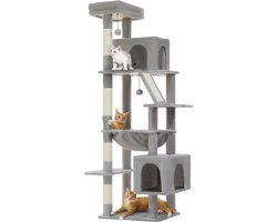 Kattenu PurrFect - Hoge krabpaal voor katten - Beige krabpaal voor grote katten - Kattenboom met kattenhuis