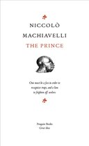 Boek "The Prince" van Niccolò Machiavelli, met een afbeelding van een helm en een citaat.