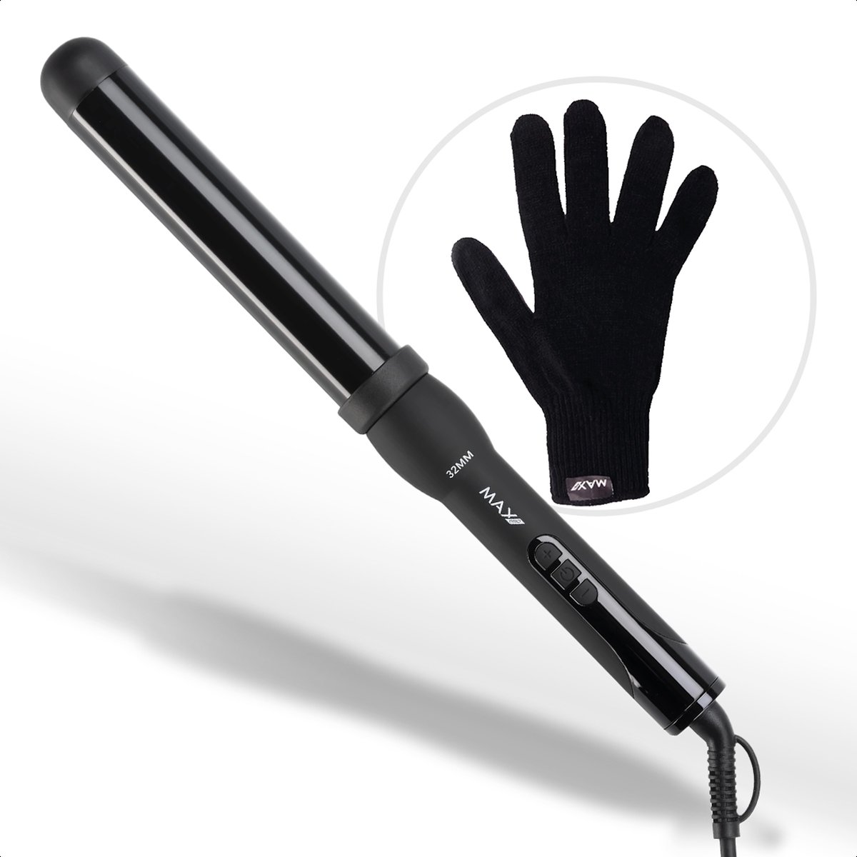 Max Pro Twist 32mm Krultang - Voor Kort en Lang Haar - Curling wand - Zonder Klem - Curler - Beach Waves - Golvend Haar - Met Handschoen - Krultangen thumbnail 7