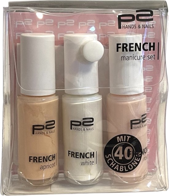 P2 EU Cosmetics Coffret French Manucure Abricot blanc rosé 3x 7ml