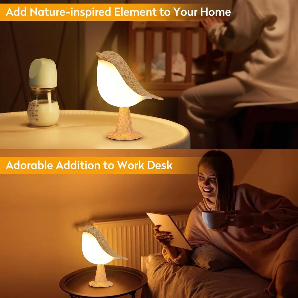 VoMii Vogel tafellamp, kleine bureaulamp, draadloze touch dimbaar nachtlampje met 3 kleurtemperaturen, oplaadbare batterij, schattige lampen voor slaapkamer nachtkastje nachtkastje, kamerdecoratie VoMii Vogel tafellamp, kleine bureaulamp, draadloze touch dimbaar nachtlampje met 3 kleurtemperaturen, oplaadbare batterij, schattige lampen voor slaapkamer nachtkastje nachtkastje, kamerdecoratie