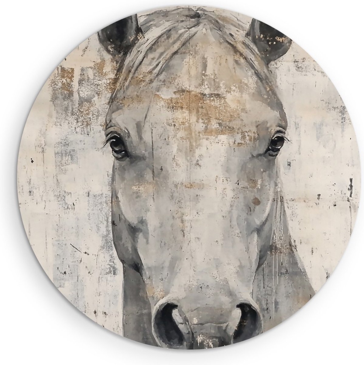 Saammp Forex Muurcirkel - Abstract Paard - Portret - Natuur - Ø 60 - Wandcirkel - Wanddecoratie Cirkel - muurdecoratie Woonkamer - Slaapkamer decoratie - Rond Schilderij