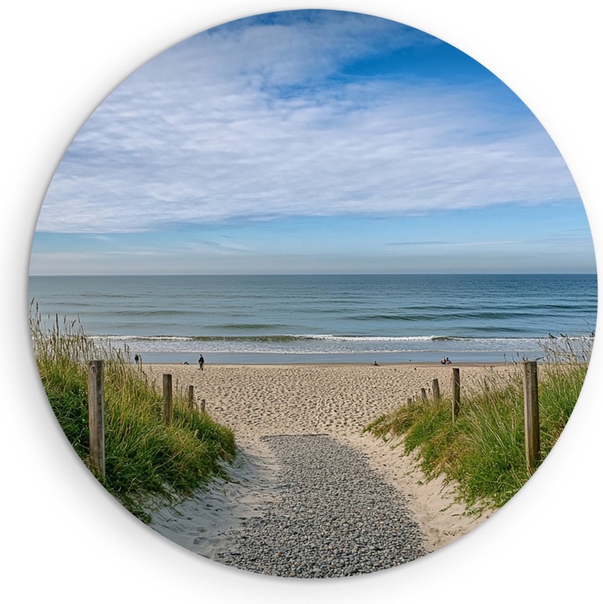 Saammp Forex Muurcirkel - strand en zee - Nederland - Ø 40 - Wandcirkel - Wanddecoratie Cirkel - muurdecoratie Woonkamer - Slaapkamer decoratie - Rond Schilderij