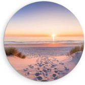 Saammp Muurcirkel Hout Zonsondergang - Strand - Zee - Ø 50 - Wandcirkel - Wanddecoratie Cirkel - muurdecoratie Woonkamer - Slaapkamer decoratie - Rond Schilderij