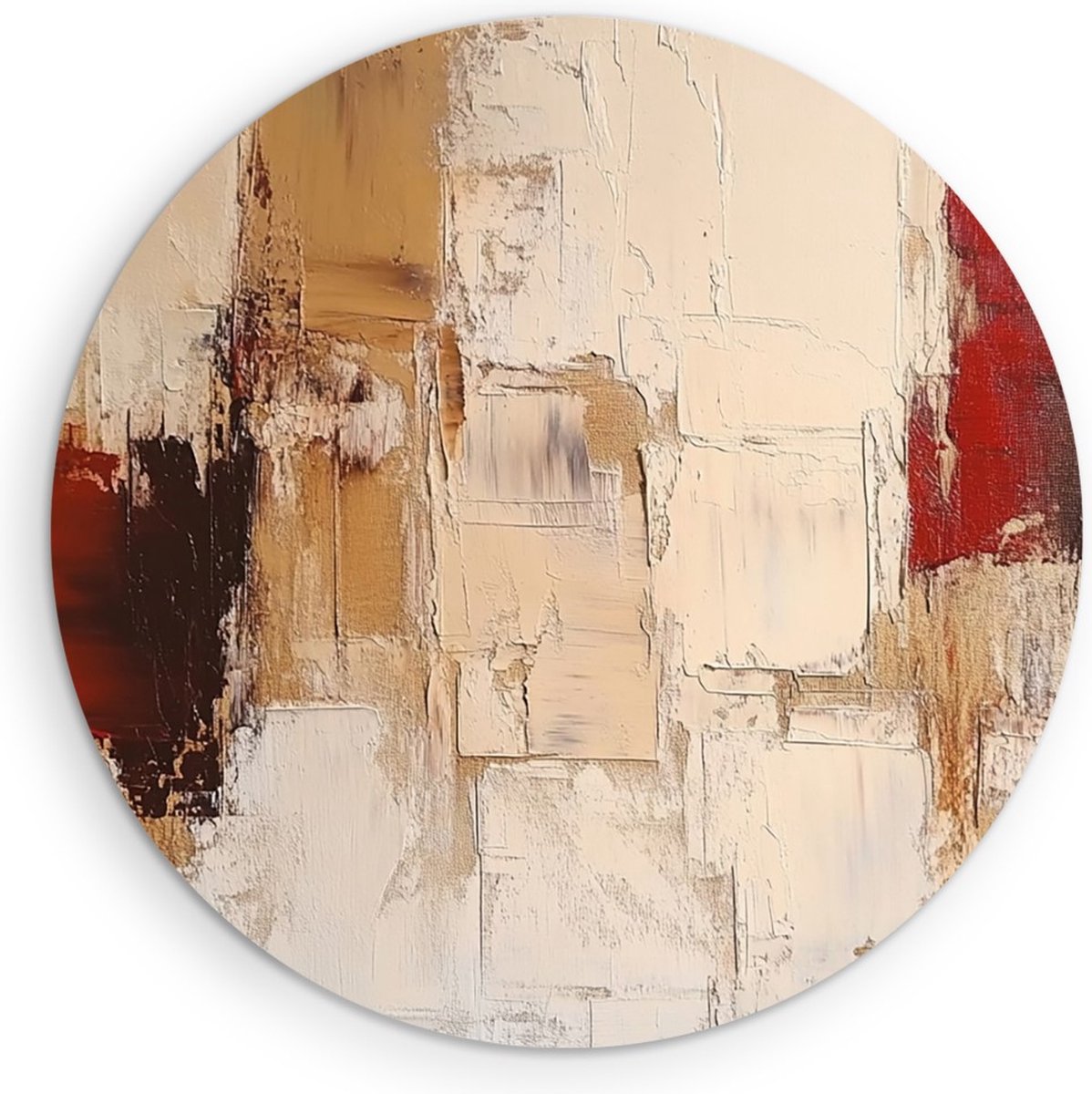 Saammp Forex Muurcirkel - Beige Vegen - Abstract kunstwerk - Ø 80 - Wandcirkel - Wanddecoratie Cirkel - Muurdecoratie Woonkamer - Slaapkamer decoratie - Rond Schilderij